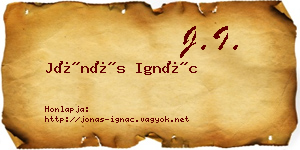 Jónás Ignác névjegykártya